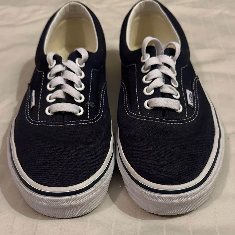 Vans Dark Blue Canvas Shoes with White Accents - Picture 1 of 7